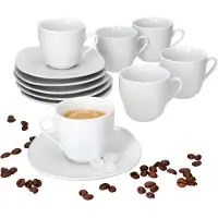 MamboCat 6er Set Lotta Espressotassen 80ml mit Untertassen 6 Personen weiß Porzellan