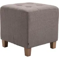 CLP Sitzhocker Pharao I Gepolsterter Sitzwürfel Mit Stoff-Bezug I Helle Holzbeine, Farbe: taupe