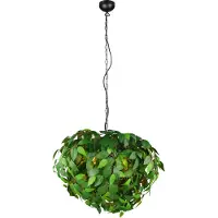 TRIO Hängeleuchte Leavy, schwarz/grün, Ø 70 cm, 4-flammig, E14