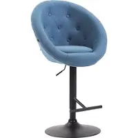 CLP Barhocker London V2 Stoff I Barhocker Mit Polsterung Und Fußablage I Barstuhl Mit Metallgestell, Farbe: blau, Gestellfarbe: schwarz