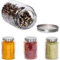 MamboCat 4-tlg. Gewürz-Gläserset Doria 520 ml bauchiges Vorratsglas mit Schraub-Deckel silber Gläser