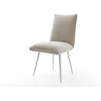 DELIFE Esszimmerstuhl Lelio-Flex Webstoff Soft Beige 4-Fuß konisch Edelstahl Taschenfederkern