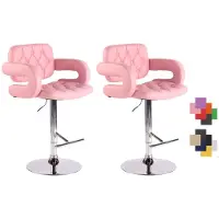 CLP 2er Set Barhocker Dublin Kunstleder Mit Armlehne I Drehbarer Thekenhocker Mit Fußablage I Höhenverstellbarer Barstuhl, Farbe: pink