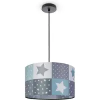 Paco Home Kinderlampe Deckenlampe LED Pendelleuchte Kinderzimmer Lampe Sternen Motiv E27 Leuchten Farbe / Größe Blau (Ø38cm)