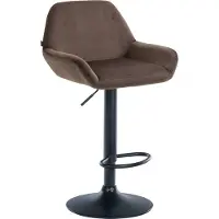 CLP Barhocker Braga Samtbezug mit Metallgestell I Höhenverstellbar und 360 drehbar I Moderner Barstuhl mit Fußstütze für Küche und Bar, Farbe: braun, Gestellfarbe: schwarz