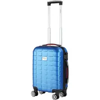 Monzana Koffer Handgepäck Trolley mit TSA Schloss Zwillingsrollen Teleskopgriff Standfüße Größe M Blau Reisekoffer Rollkoffer