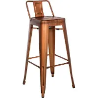 CLP Barhocker mit Lehne im Industrial-Look Mason, mit Rückenlehne und Fußablage, Barstuhl mit Rückenlehne, Tresenhocker mit Bodenschoner, Farbe: kupfer