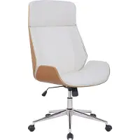 CLP Bürostuhl ergonomisch mit Armlehne Varel, Schreibtischstuhl mit modern drehbar und höhenverstellbar Gestell, Rückenlehne kippbar, Farbe: natur/weiß