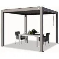 TOOLPORT PRIMEYARD Pergola 3x3 m Aluminium Pfosten mit Lamellendach aus Aluminium graue Terrassenüberdachung