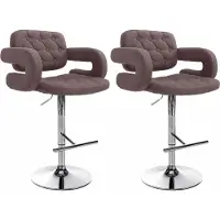 CLP 2er Set Barhocker Dublin Mit Stoff-Bezug I Höhenverstellbar, Farbe: braun