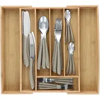 MamboCat Beauty Kassi Bambusbesteckkasten mit Besteck für 6 Personen für Schubladen