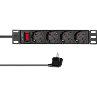 Logilink PDU4B01, 1U, Horizontal/Vertikal, Aluminium, Schwarz, 4 AC-Ausgänge, Typ F