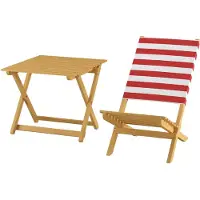Erst-Holz Klappstuhl Strandstuhl Anglerstuhl Gartenstuhl Stuhl zum Zusammenstecken rot-weißem Bezug V-10-353Doppelpack mit Tisch