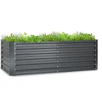 Blumfeldt Hochbeet, Großes Kräuterbeet Einfacher Aufbau, Hochbeet Garten & Balkon, Freistehendes Gemüsebeet für Blumen, Obst & Gemüse, Hochbeet aus Metall, Gartenbeet 180x90x60 cm, Hochbeet Grau