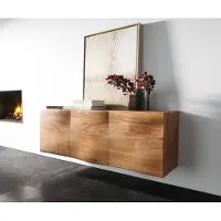 DELIFE Sideboard New Live-Edge 145 cm Akazie Natur 3 Türen schwebend
