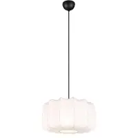 TRIO Leuchten - Japandi Japandi Hängelampe I Pendellampe I Pendelleuchte Schwarz mit Weiß 40cm - Madleine I Wohnzimmer I Schlafzimmer - Textil Rund - LED geeignet E27