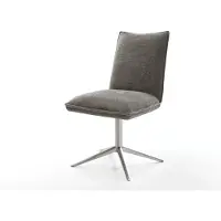 DELIFE Drehstuhl Lelio-Flex Bouclé Soft Schlamm Fußkreuz Edelstahl 360° drehbar Wippfunktion Taschenfederkern