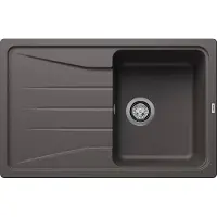 BLANCO SONA 45 S, SILGRANIT, felsgrau, ohne Ablauffernbedienung, reversibel, 450 mm Untermaß, Aufsatzwanne, Rechteckig, Silgranit, Grau, 1 Becken, Rechteckig