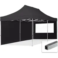 TOOLPORT 3x6m Aluminium Faltpavillon, inkl. 2 Seitenteile, schwarz