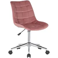 CLP Bürostuhl Medford Samt I Drehstuhl Für Home-Office I Schreibtischstuhl Höhenverstellbar Mit Drehfunktion, Metallgestell Und Rollen, Farbe: pink