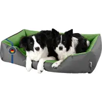 BedDog Hundebett LUPI Hundesofa Hundekissen waschbar,GREEN-ROCK (grau/grün),(XXXL) ca. 145x105x28cm