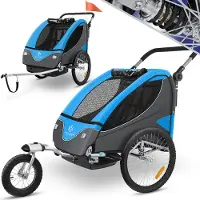 Kesser Kinder-Fahrradanhänger 2 In 1 mit Federung und 5-Punkt-Gurt Blau