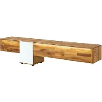 MASSIVMOEBEL24.DE Lowboard Wildeiche 220x43x55 natur geölt / Glas weiß WIEN #107