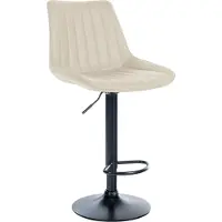 CLP Barhocker Toni Kunstleder I Höhenverstellbarer Barstuhl Mit Metallgestell I Thekenhocker Mit Integrierter Fußstütze, Farbe: creme, Gestellfarbe: schwarz
