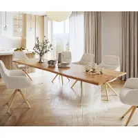 DELIFE Esstisch Edge 300x100 Akazie Natur Glas Live-Edge
