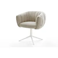 DELIFE Drehstuhl Jada-Flex Webstoff Soft Beige Fußkreuz Weiß 360° drehbar Wippfunktion Taschenfederkern