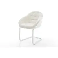 DELIFE Freischwinger Gaio-Flex Bouclé Soft Beige Freischwinger flach Weiß