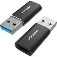 IMoshion 2x USB-A 3.1 (Stecker)-auf-USB-C (Buchse)-Adapter – OTG – Schwarz