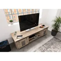 MASSIVMOEBEL24.DE MASSIVMOEBEL24 TV-Board Mango 180x55x50 whitewash lackiert RAILWAY #335
