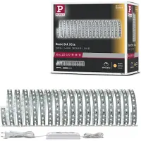 Paulmann LED-Streifen "MaxLED 500 Basisset 10m IP20 2700K 50W 230/24V 75VA Silber", silber (silberfarben), Flammen 1 Stk., Gesamtlänge 10m, Lichterketten, LED-Streifen