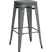 CLP Barhocker Fletcher I Tresenhocker, Stapelbar Mit Bodenschonern Und Fußstütze I Bistrohocker Mit 77 CM Sitzhöhe Aus Metall, Farbe: grau