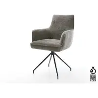 DELIFE Esszimmerstuhl Heira-Flex mit Armlehnen Bouclé Soft Schlamm Kreuzgestell konisch Schwarz Taschenfederkern