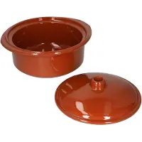 MamboCat Ton-Topf + Deckel 2,2L Mediterran Cocotte Kochtopf Schmortopf Mittelalter Garen