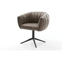 DELIFE Drehstuhl Jada-Flex Mikrofaser Taupe Vintage Fußkreuz Schwarz 360° drehbar Wippfunktion Taschenfederkern
