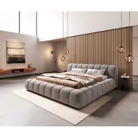 DELIFE Polsterbettgestell Cutio 180x200 cm Mikrofaser Grau