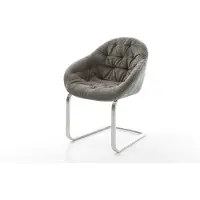 DELIFE Freischwinger Gaio-Flex Bouclé Soft Schlamm Freischwinger flach Edelstahl