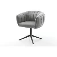 DELIFE Drehstuhl Jada-Flex Samt Grau Fußkreuz Schwarz 360° drehbar Wippfunktion Taschenfederkern