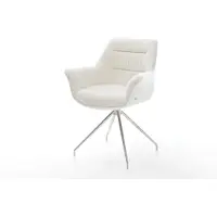 DELIFE Esszimmerstuhl Kaira-Flex Bouclé Soft Beige Kreuzgestell konisch Edelstahl