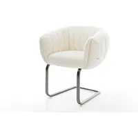 DELIFE Freischwinger Jada-Flex Bouclé Weiß Freischwinger flach Graphit Taschenfederkern