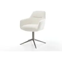 DELIFE Drehstuhl Pejo-Flex Bouclé Soft Beige Fußkreuz Graphit 360° drehbar Wippfunktion Taschenfederkern