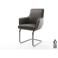 DELIFE Freischwinger Heira-Flex mit Armlehnen Mikrofaser Anthrazit Vintage Freischwinger flach Graphit Taschenfederkern