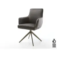 DELIFE Drehstuhl Heira-Flex mit Armlehnen Mikrofaser Anthrazit Vintage Kreuzgestell breit Effektfinish Titan 360° drehbar Wippfunktion Taschenfederkern