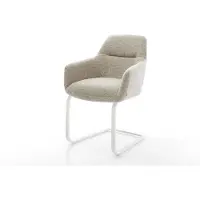 DELIFE Freischwinger Pejo-Flex Webstoff Soft Beige Freischwinger flach Weiß Taschenfederkern