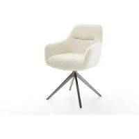 DELIFE Drehstuhl Pejo-Flex Teddystoff Beige Kreuzgestell breit Graphit 360° drehbar Wippfunktion Taschenfederkern