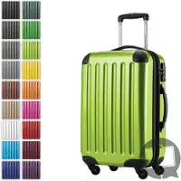 Hauptstadtkoffer Alex - Handgepäck-Koffer mit Erweiterung Kabinentrolley 4 Rollen, Bordgepäck für jede Airline, Reisetrolley Größe S Hartschale glänzend, 55 cm, 42 Liter,Apfelgrün