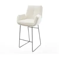 DELIFE Barstuhl Clea-Flex Bouclé Soft Beige Kufengestell Metall Schwarz
